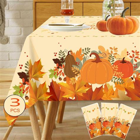 Amazon.com: Thanksgiving Fall Tablecloths 3 Pack , Pumpkin Maple Leaves ...