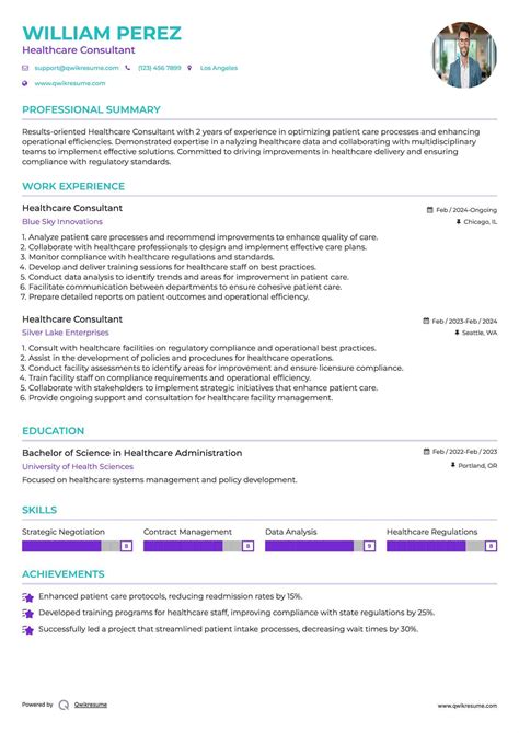 10+ Healthcare Consultant Resume Samples & Templates for 2025