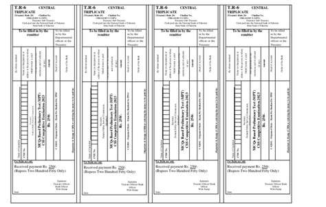 Image result for Challan Form for CSS Competitive Exam