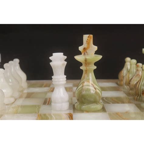 Slightly Imperfect Onyx Marble & Stone Chess Pieces & Board Combo Set