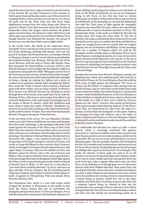 Reimagination of Greek Mythology in Rick Riordan’s Percy Jackson and the Olympians Serie | PDF