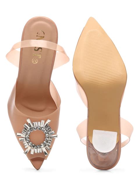 GNIST Round Rhinestone Studded Peach Pointed Stilettos – Gnist Footwear