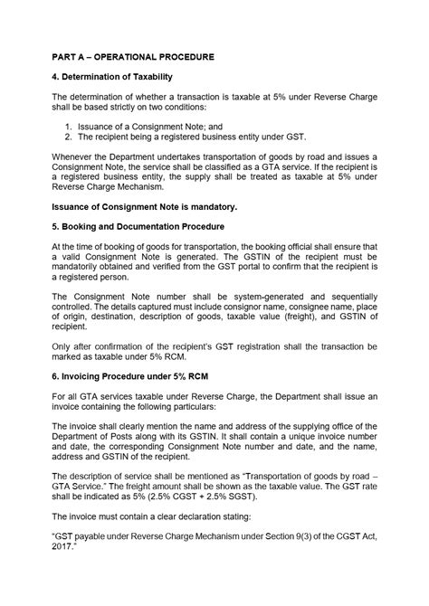 SOP on Levy of 5% GST under Reverse Charge Mechanism (RCM) on Logistics ...