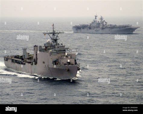 US Navy Amphibious Warfare Ships USS Carter Hall (LSD 50) and USS Iwo ...