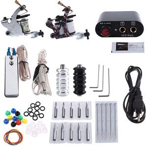 HASTHIP Tattoo Kit 2 Machine Gun Pigment Tips Power Supply Set 20 ...
