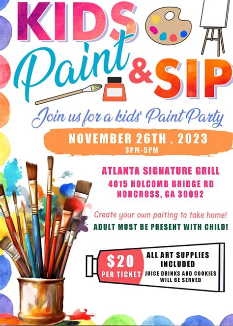 Kids Paint And Sip, Atlanta Signature Grill, Holcomb Bridge Road ...