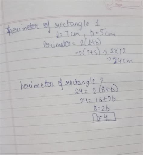 Find the perimeter of a rectangle of sides are 7 cm and 5 cm. Find the ...