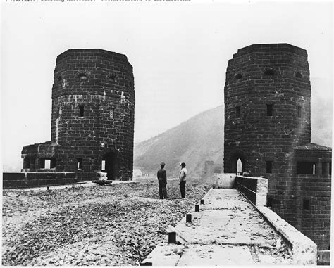 View of the ruins of Ludendorff Bridge (the Bridge at Remagen ...