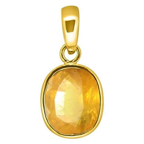 AKSHITA GEMS 10.25 Ratti 9.00 Carat Natural Yellow Sapphire Gold Plated ...
