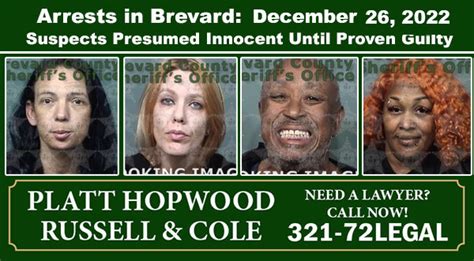 Arrests In Brevard County: December 26, 2022 - Suspects Presumed ...