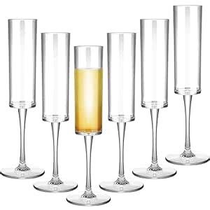 Buy bellemax Champagne Flutes Wine Glasses 250 ml, Set of 6 Long Wine ...