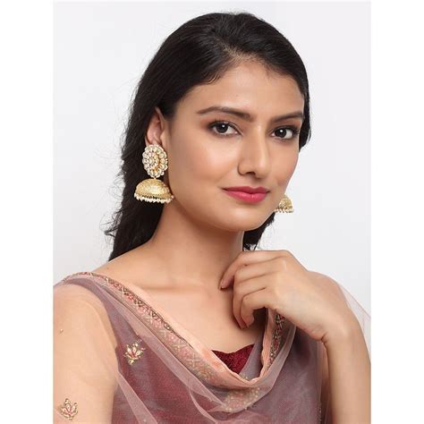 Buy RUBY RAANG STUDIO Ruby Raang Gold Tone Kundan Jhumkay Online