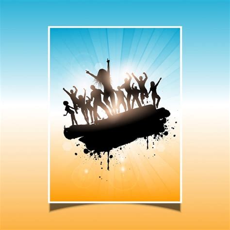 Grunge design of people dancing on a summer background | Free Vector