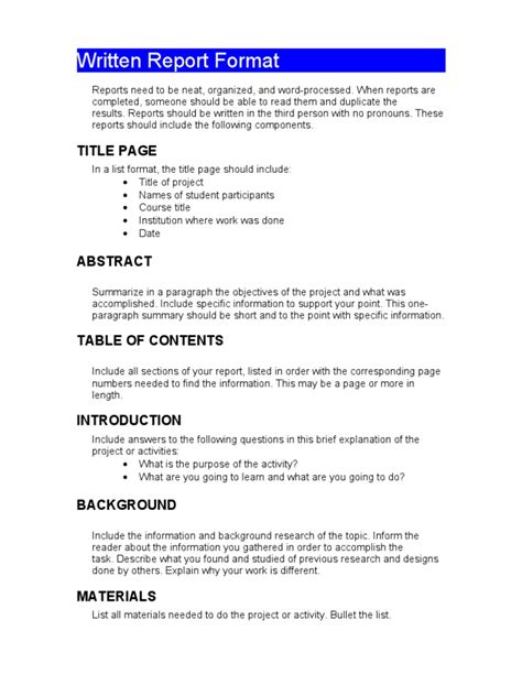 Image result for Written Report Format