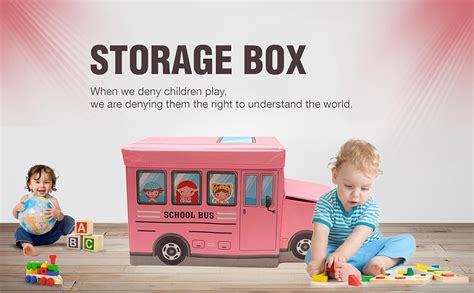 Egab Foldable Storage And Toy Box - Stool Bus Shaped (Pink, Cardboard ...