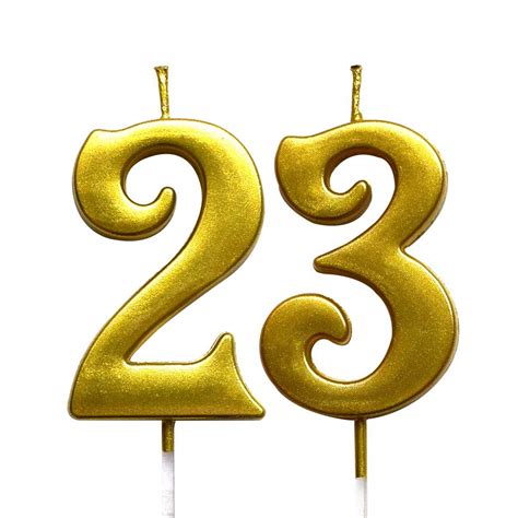 MAGJUCHE Gold 23rd Birthday Numeral Candle, Number 23 Cake Topper ...