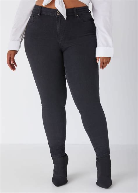 Plus Size Skinny Jeans High Rise Shaping Stretchy Skinny Jeans – Ashley ...