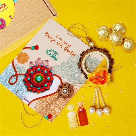 Rakhi for Rakshabandhan Set Of Rakhi, Lumba, Chocolates, Chawal, Kumkum ...
