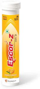 ESCOR-Z Vitamin C Orange Flavour Sugar Free Tablets 20's Price in India ...