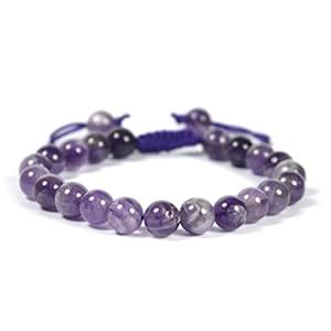 Buy Reiki Crystal Products Natural Amethyst Bracelet Macrame Nylon Cord ...