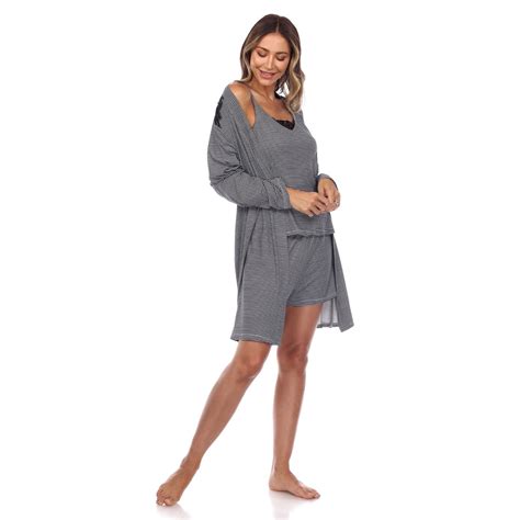 White Mark Women's 3 Piece Striped Pajama & Robe Set - XL – BONTON