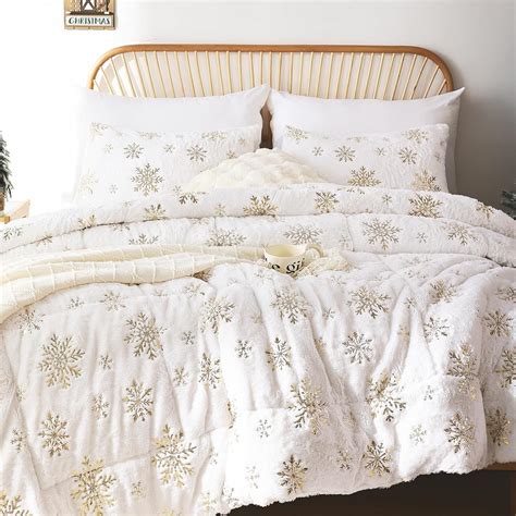 Amazon.com: weigelia Christmas Comforter Set Queen White Snowflake ...