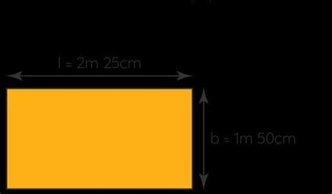 A table-top measures 2 m 25 cm by 1 m 50 cm. What is the perimeter of ...
