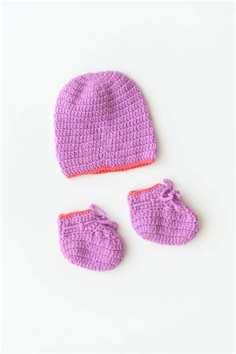 Handmade Cap with Booties- Purple – The Original Knit