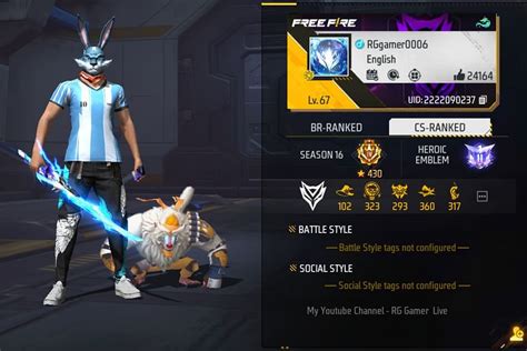 What is RG Gamer Live's Free Fire ID? Stats, guild, rank, YouTube ...