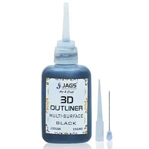 Art Ranger Pack of 1Pcs 3D Outliner Multi Surface Colour Black 25Gms ...