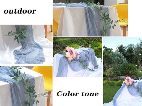 Snapklik.com : 3 Pack 160" Dusty Blue Cheesecloth Table Runner-13.3ft ...