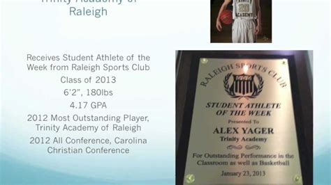 Alex Yager receives Raleigh Sports Club honor - YouTube