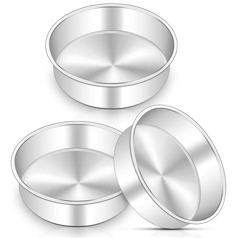 Buy 6 Inch Cake Pan Set of 3, Deedro Round Cake Baking Pans Stainless ...
