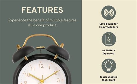 Buy Glass Hamsa Classic Black Alarm Clock With Twin Bells And Luxurious ...