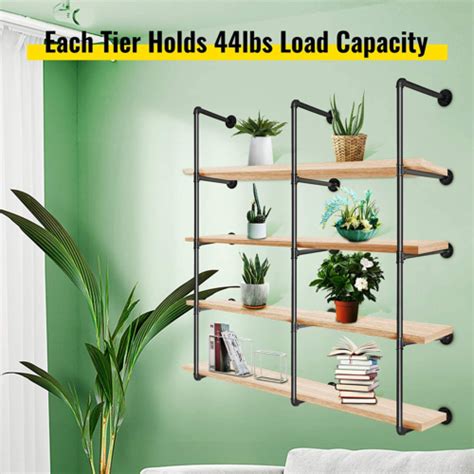 Industrial Pipe Shelves 4-Tier Wall Mount Iron Pipe | Ubuy India