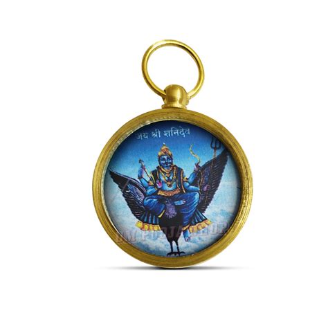 Buy Shani Yantra Pendant In Brass With Glass online