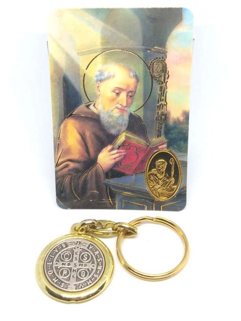 Saint Benedict Prayer Card and Keyring - Piety Stall