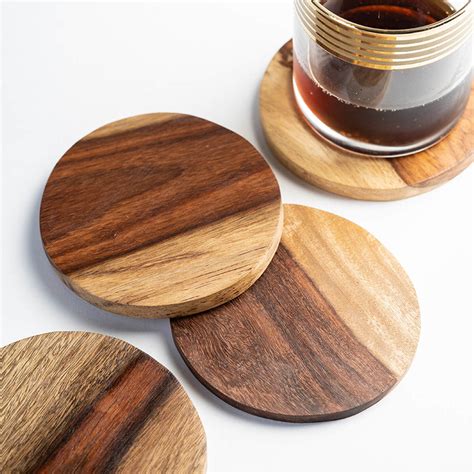 Buy Round Sheesham Wood Coaster - Set of 4 Online On Zwende