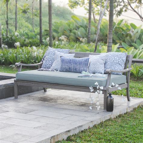 Buy Alston Wood Outdoor Sofa Daybed with Blue Spruce Cushion Online at ...