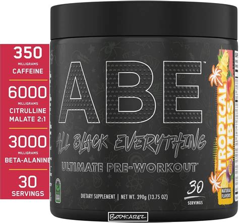 All Black Everything Pre Workout Powder | 30 Servings | Tropical Vibes | 350mg Caffeine ...