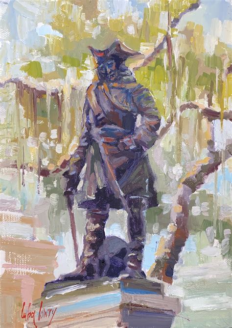Plein Air painting of the James Edward Oglethorpe Statue in Savannah ...