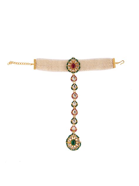 Priyaasi Multi Coloured Gold Plated Kundan Haathphool