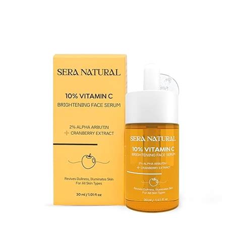 Sera Natural 10% Vitamin C Face Serum with 2% Alpha Arbutin & Cranberry ...