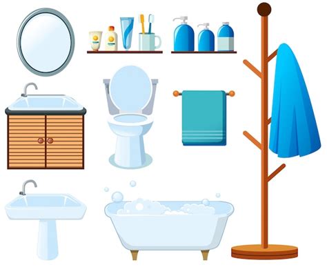 Bathroom equipments on white background | Free Vector