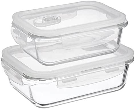 Buy Amazon Brand - Solimo Rectangular Glass Storage Storage Container ...