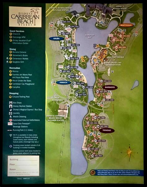 NEW Walt Disney World Caribbean Beach Resort Map + 4 Theme Park Guide ...