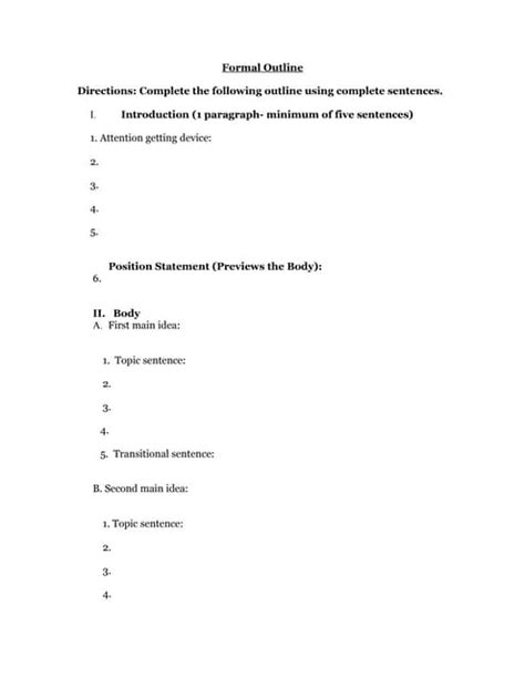 Image result for Formal Outline Example