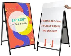 SCZS 24x36 Inches Double Sided Heavy Duty Slide-in Folding A-Frame ...