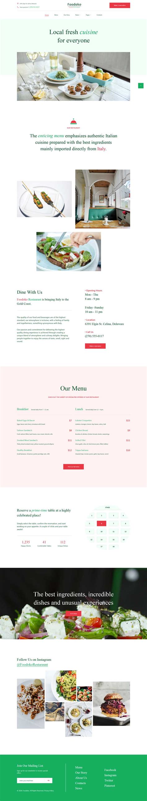简单的美食餐厅网站HTML模板_墨鱼部落格