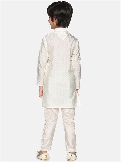 Boys Off White Colour Art Silk Kurta Pyjama Set – SETHUKRISHNA